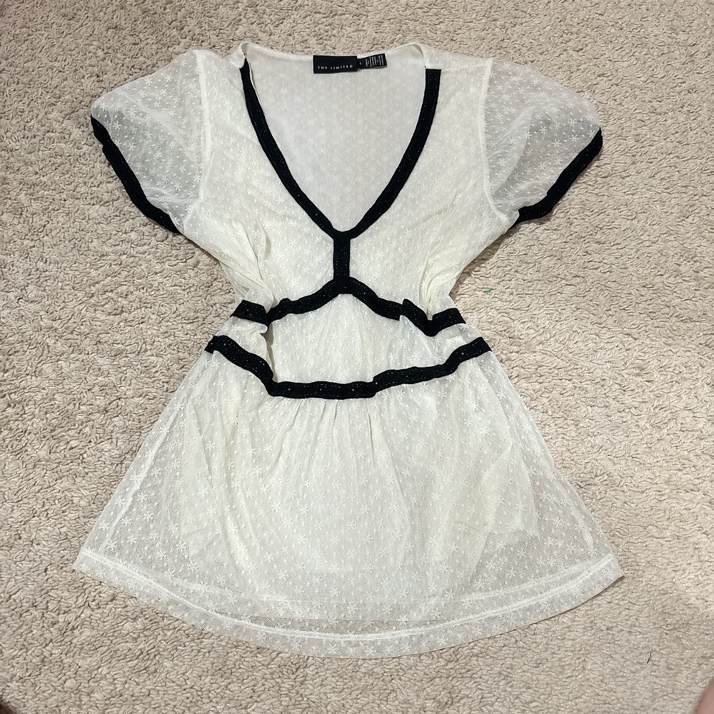 White and Black Sheer top